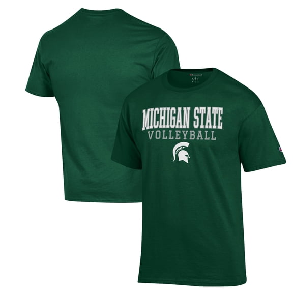 Men's Champion Green Michigan State Spartans Stack Logo Volleyball Powerblend T-Shirt