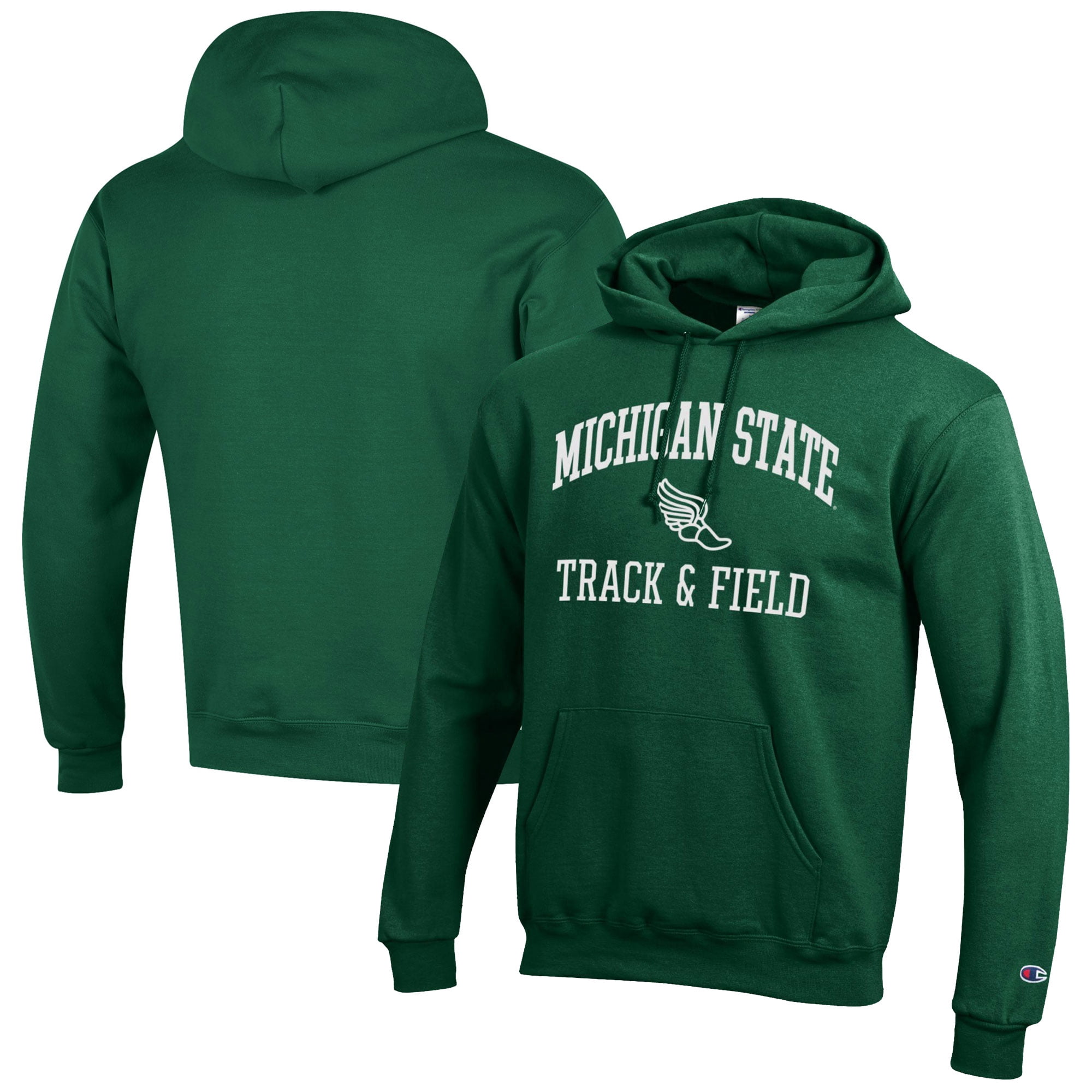 Men's Champion  Green Michigan State Spartans Track & Field Icon Powerblend Pullover Hoodie