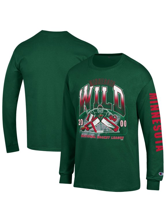 Men's Champion Green Minnesota Wild Long Sleeve Jersey T-Shirt