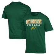 Mens Champion Green NDSU Bison Stack Logo Softball Powerblend T-Shirt