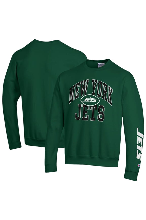 Men's Champion  Green New York Jets Powerblend Fleece Sweatshirt