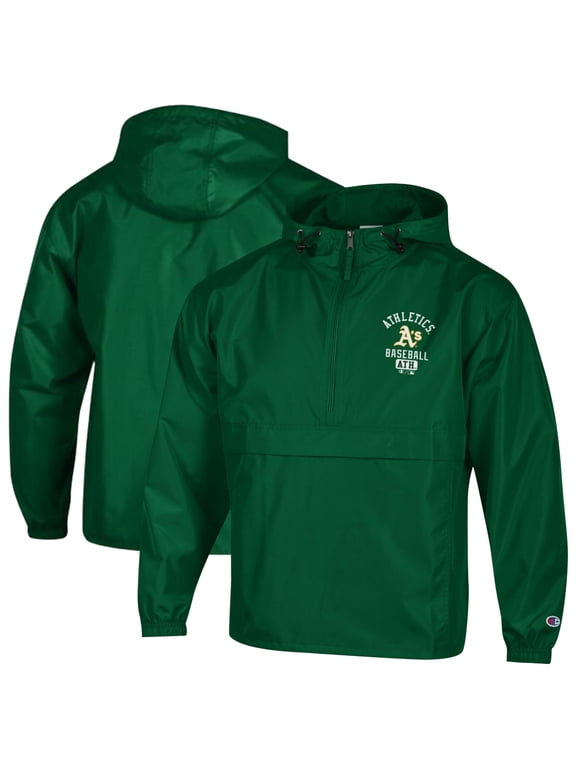 Men's Champion Green Athletics Packable Windbreaker Half-Zip Jacket
