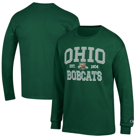 Men's Champion Green Ohio Bobcats Jersey Est. Date Long Sleeve T-Shirt
