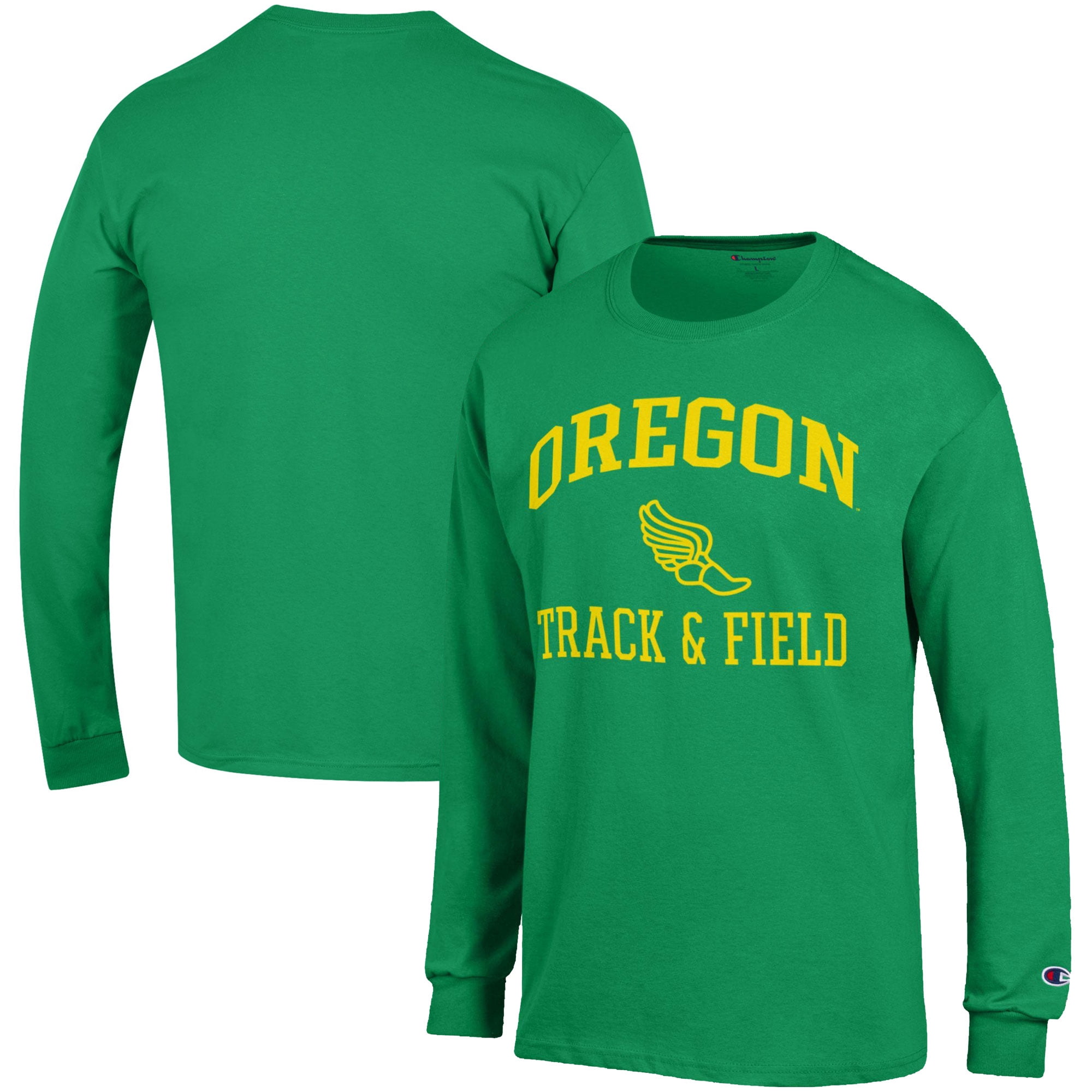 Men's Champion  Green Oregon Ducks Track & Field Icon Long Sleeve T-Shirt