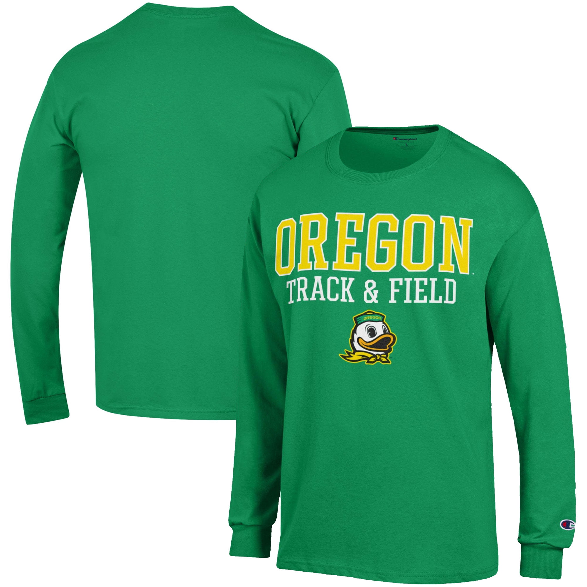 Men's Champion  Green Oregon Ducks Track & Field Stack Long Sleeve T-Shirt