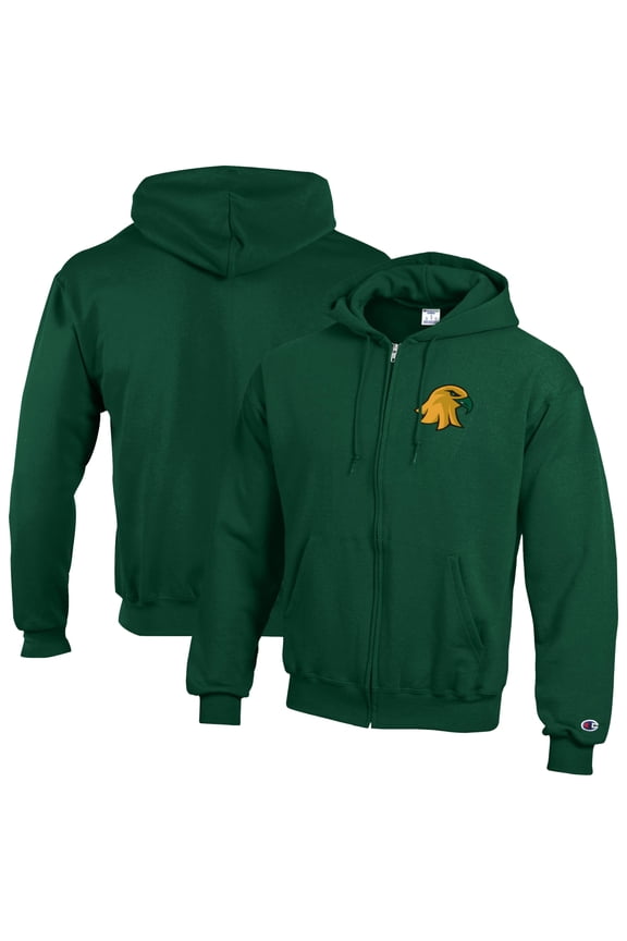 Men's Champion Green SUNY Brockport Golden Eagles  Eco Powerblend Full-Zip Hoodie