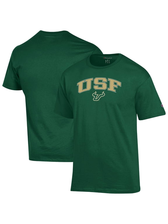 Men's-Champion Green South Florida Bulls Arch Over Logo T-Shirt
