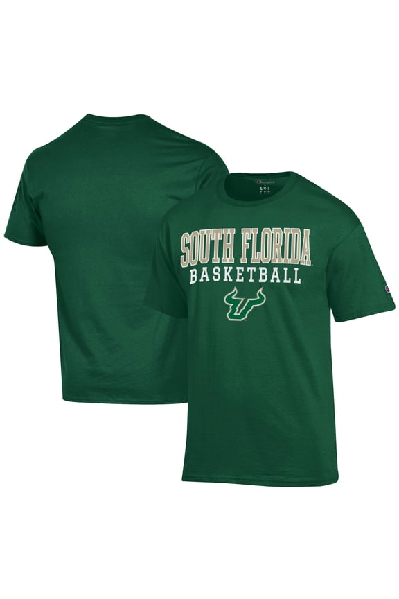 Men's Champion  Green South Florida Bulls Icon Logo Basketball Jersey T-Shirt