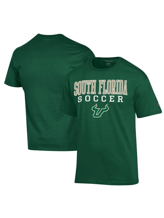 Men's Champion Green South Florida Bulls Soccer Stack Logo Powerblend T-Shirt