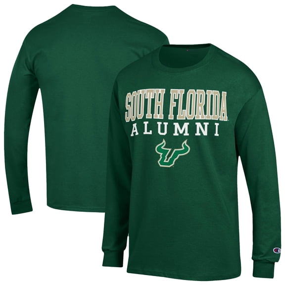 Men's Champion Green South Florida Bulls Stacked Alumni Long Sleeve T-Shirt