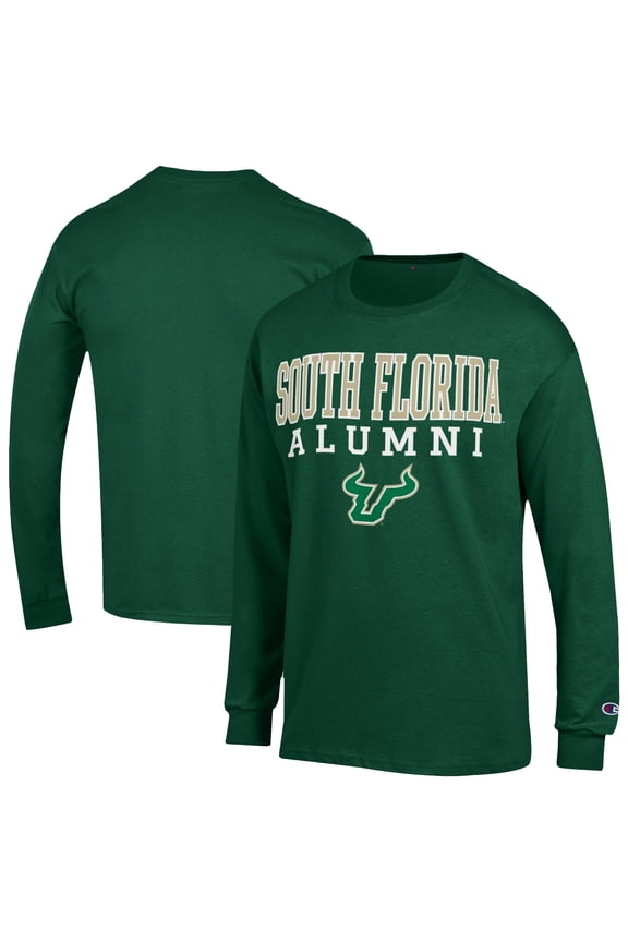 Men's Champion Green South Florida Bulls Stacked Alumni Long Sleeve T-Shirt