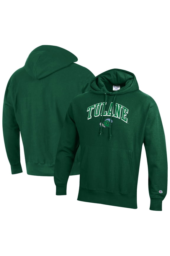 Men's Champion Green Tulane Green Wave Reverse Weave Hoodie