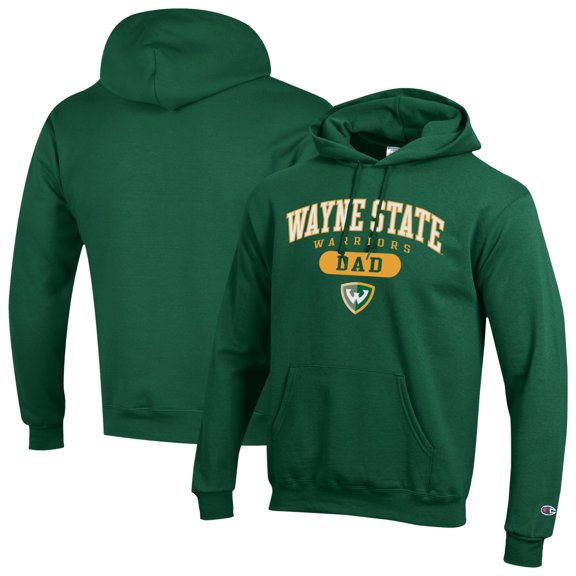 Men's Champion Green Wayne State Warriors Dad Pill Box Eco Powerblend Hoodie