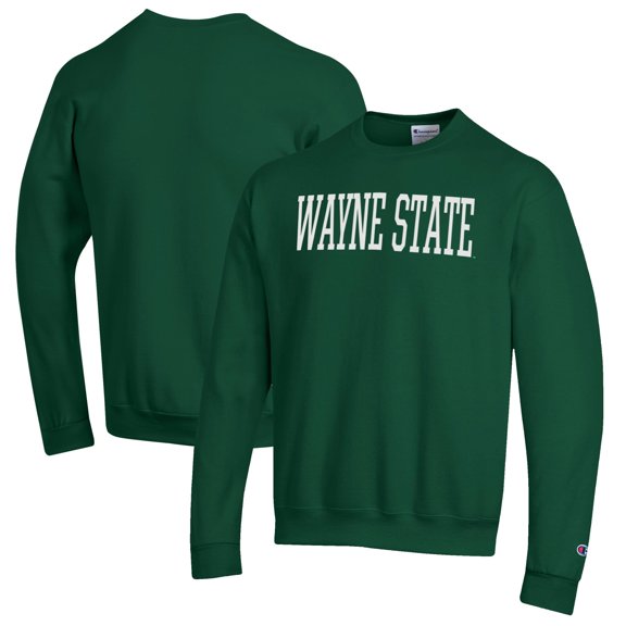 Men's Champion Green Wayne State Warriors Powerblend Sweatshirt