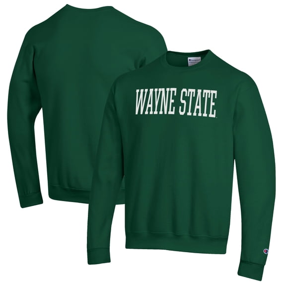 Men's Champion Green Wayne State Warriors Eco Powerblend Crewneck Sweatshirt