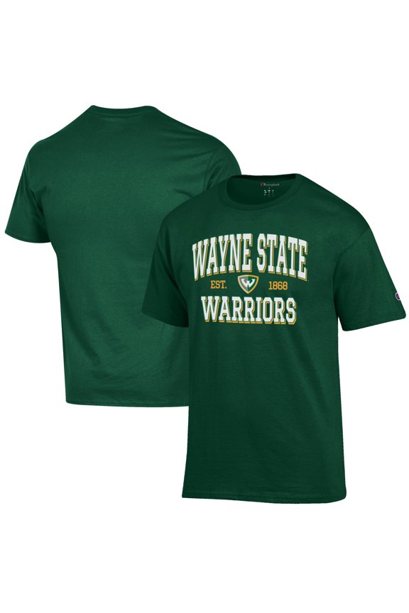 Men's Champion Green Wayne State Warriors Est. Date Jersey T-Shirt