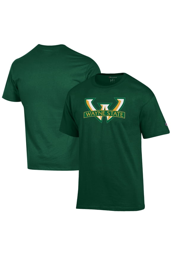 Men's Champion Green Wayne State Warriors Primary Jersey T-Shirt