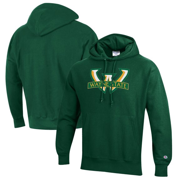 Men's Champion Green Wayne State Warriors Reverse Weave Fleece Pullover Hoodie