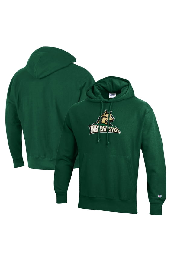 Men's Champion Green Wright State Raiders Reverse Weave Fleece Pullover Hoodie