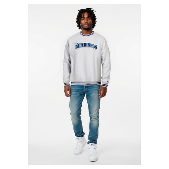 Men's Champion Heather Gray Seattle Mariners Reverse Weave Sweatshirt