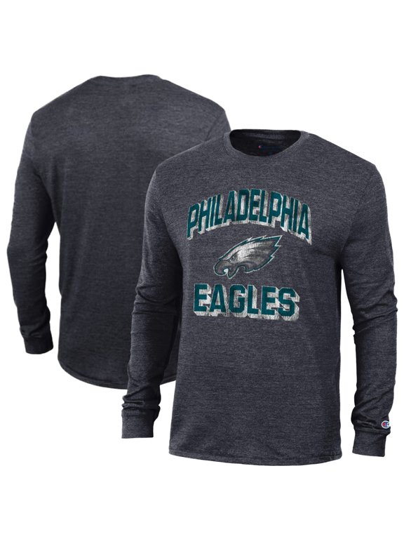 Men's Champion Heather Black Philadelphia Eagles Ultimate Tri-Blend Long Sleeve T-Shirt