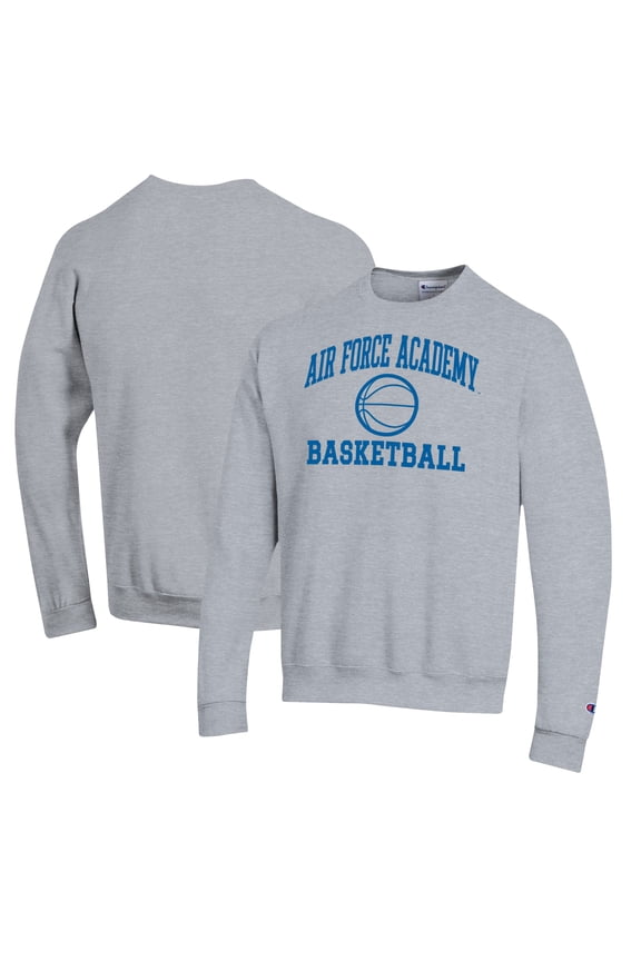 Men's Champion Heather Gray Air Force Falcons Basketball Icon Pullover Crewneck Sweatshirt