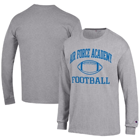 Men's Champion Heather Gray Air Force Falcons Football Icon Long Sleeve T-Shirt