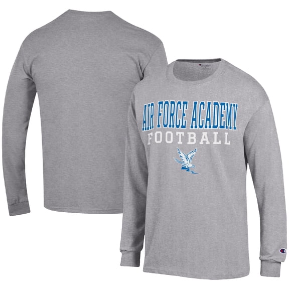 Men's Champion Heather Gray Air Force Falcons Football Stack Long Sleeve T-Shirt