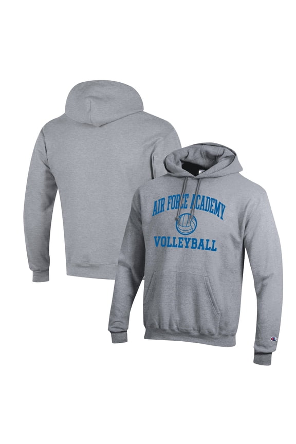 Men's Champion Heather Gray Air Force Falcons Volleyball Icon Powerblend Pullover Hoodie