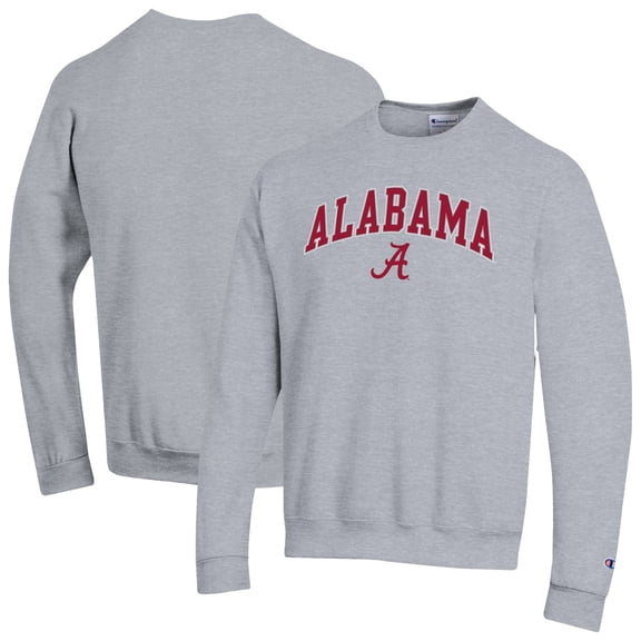 Men's-Champion  Heather Gray Alabama Crimson Tide Arch Over Logo Pullover Sweatshirt