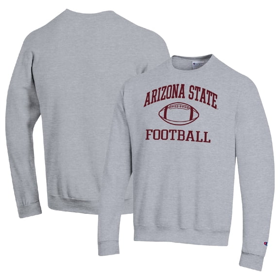 Men's Champion Heather Gray Arizona State Sun Devils Football Icon Pullover Sweatshirt