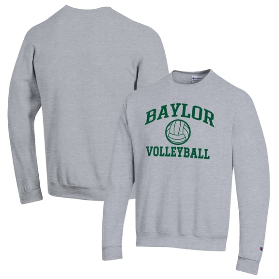 Men's Champion Heather Gray Baylor Bears Volleyball Icon Powerblend Pullover Sweatshirt