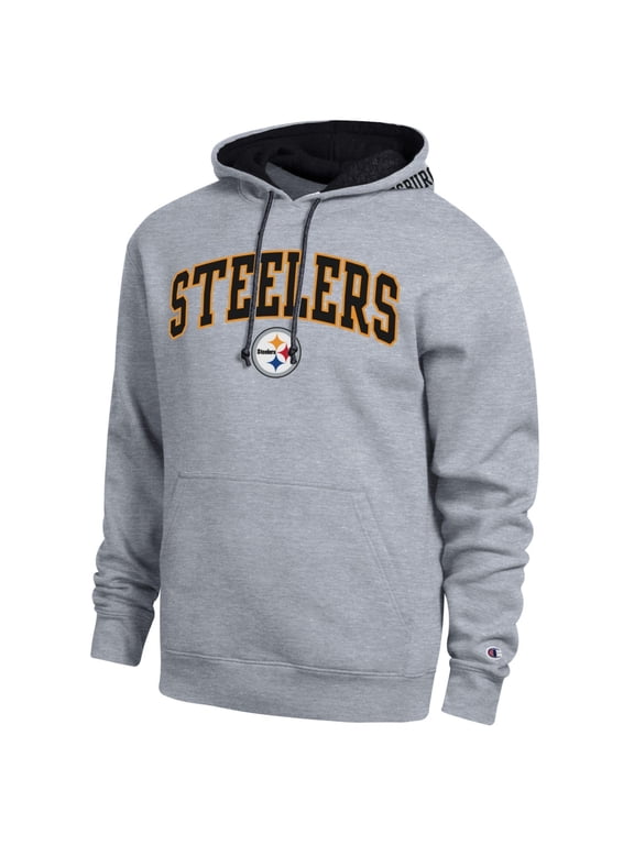 Men's Champion Heather Gray/Black Pittsburgh Steelers Contrast Hoodie