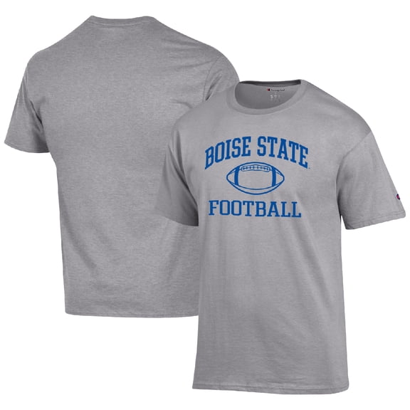 Men's Champion Heather Gray Boise State Broncos Football Icon  T-Shirt