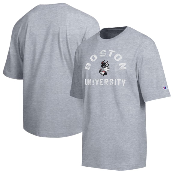 Men's Champion  Heather Gray Boston University Weathered Team T-Shirt