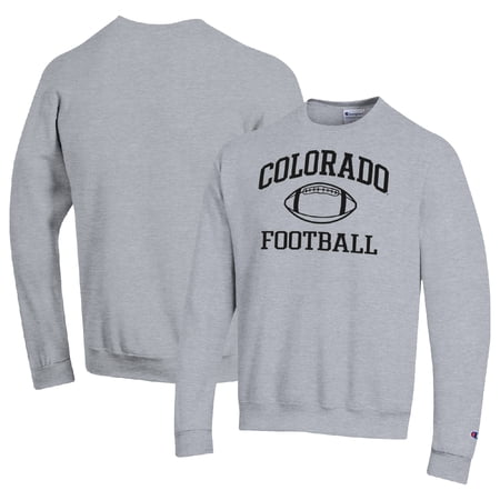 Men's Champion Heather Gray Colorado Buffaloes Football Icon Pullover Sweatshirt