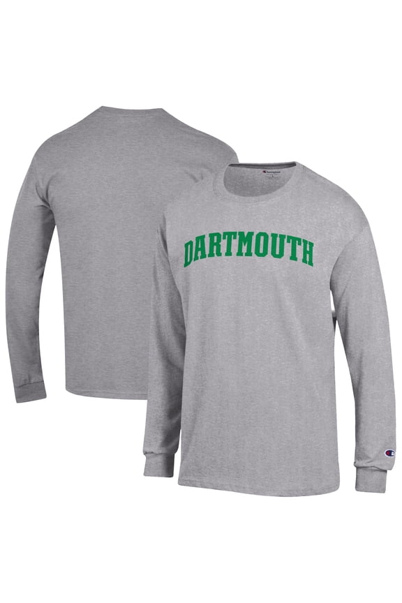 Men's Champion Heather Gray Dartmouth Big Green Basic Arch Long Sleeve T-Shirt