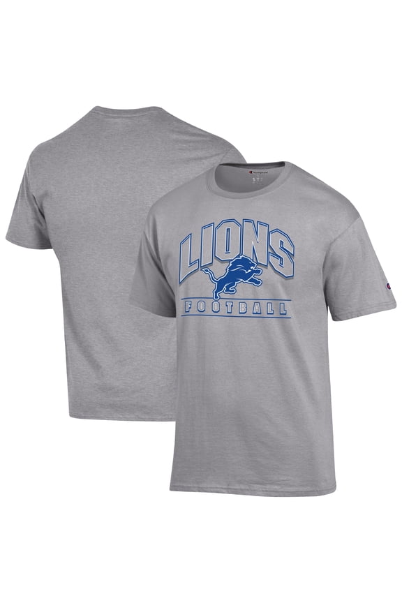 Men's Champion Heather Gray Detroit Lions Football T-Shirt