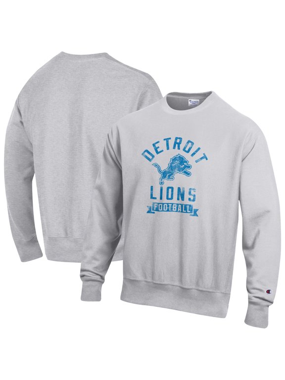 Men's Champion Heather Gray Detroit Lions Reverse Weave Fleece Pullover Sweatshirt
