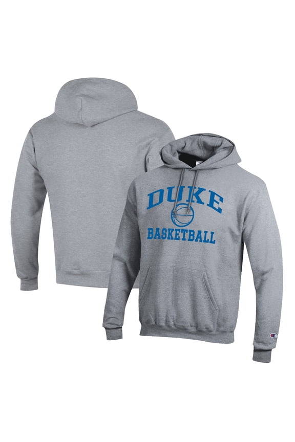 Men's Champion Heather Gray Duke Blue Devils Basketball Icon Pullover Hoodie