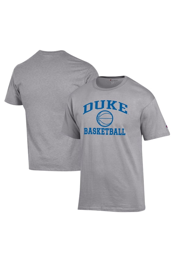Men's Champion Heather Gray Duke Blue Devils Basketball Icon T-Shirt