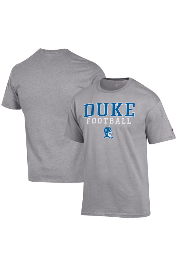 Men's Champion Heather Gray Duke Blue Devils Football Stack T-Shirt