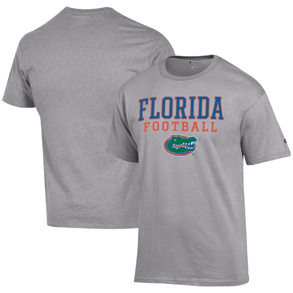 Men's Champion Heather Gray Florida Gators Football Stack T-Shirt