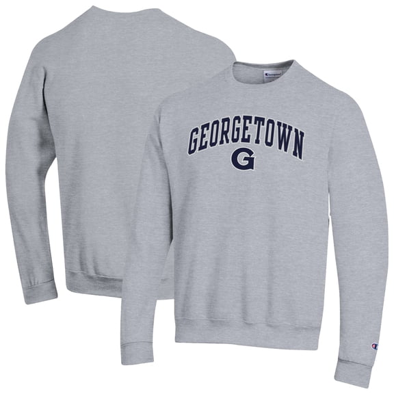 Men's-Champion  Heather Gray Georgetown Hoyas Arch Over Logo Pullover Sweatshirt