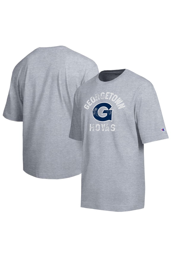 Men's Champion Heather Gray Georgetown Hoyas Weathered Team T-Shirt