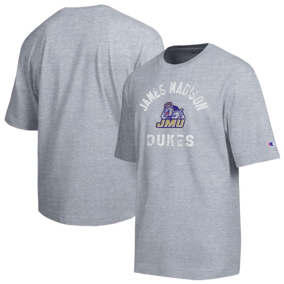 Men's Champion Heather Gray James Madison Dukes Weathered Team T-Shirt