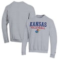 thumbnail image 1 of Men's Champion Heather Gray Kansas Jayhawks Stack Logo Volleyball Powerblend Pullover Sweatshirt, 1 of 3