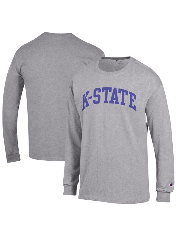 Men's Champion Heather Gray Kansas State Wildcats Basic Arch Long Sleeve T-Shirt