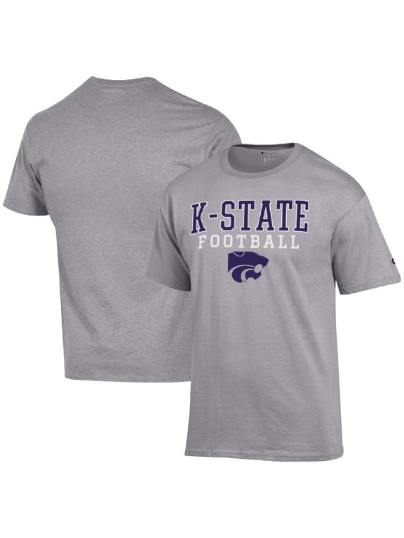 Men's Champion Heather Gray Kansas State Wildcats Football Stack T-Shirt