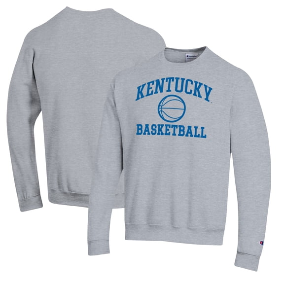 Men's Champion Heather Gray Kentucky Wildcats Basketball Icon Pullover Crewneck Sweatshirt